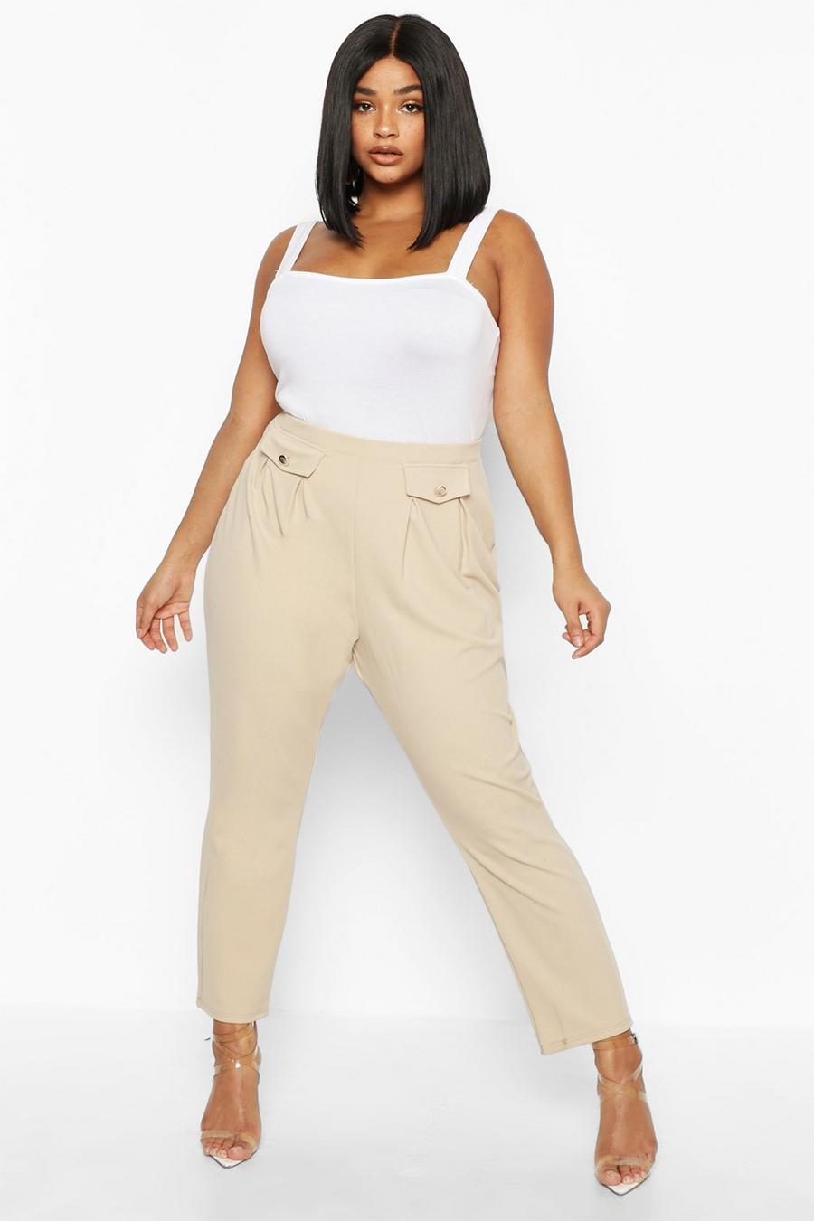 Plus Two Pocket Pleat Front High Waisted Pants image number 1