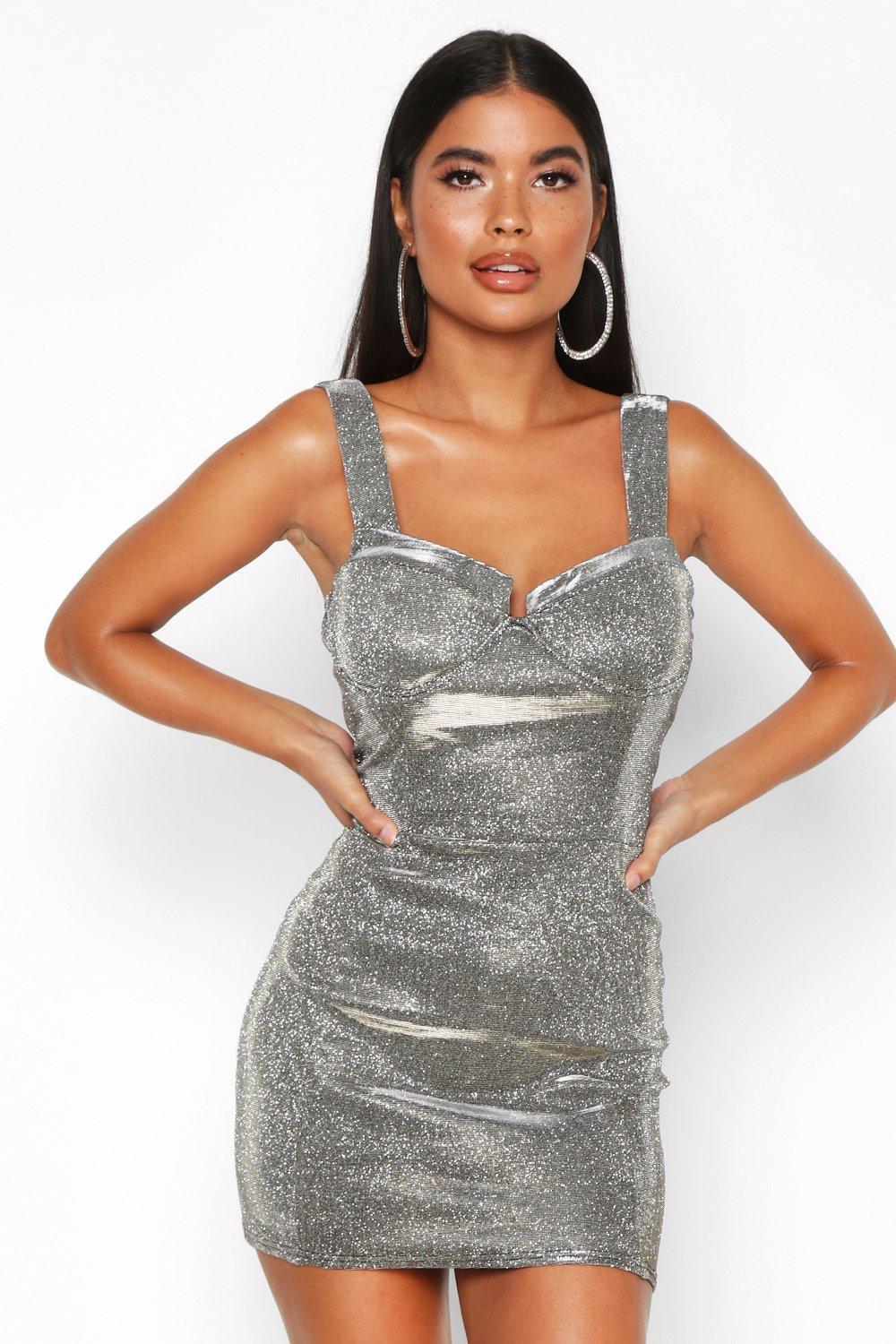 petite metallic dress