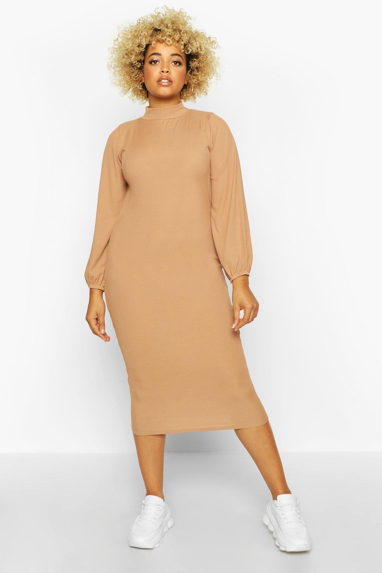 blouson sleeve midi dress