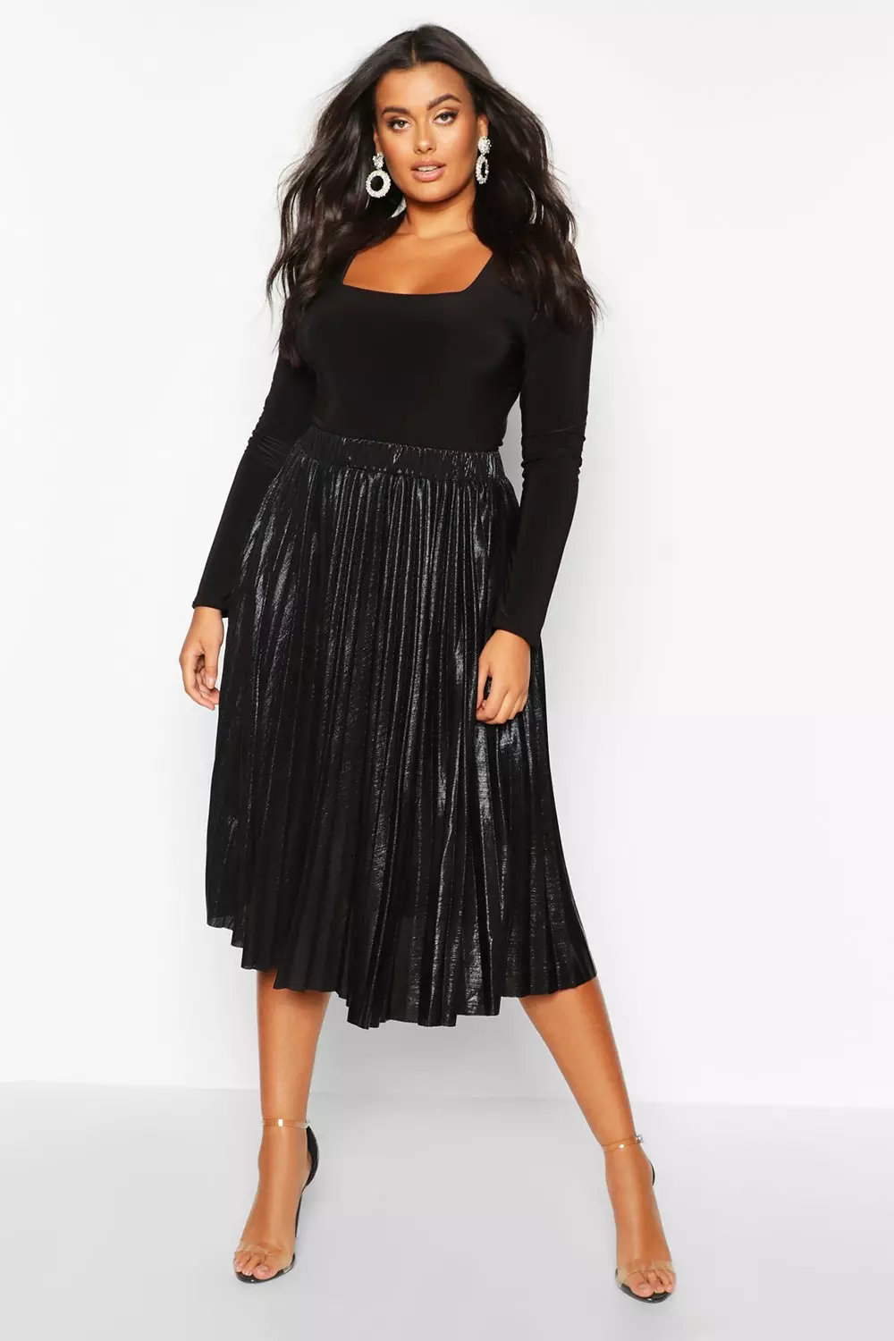 Metallic Pleated Midi Skirt Outfit | vlr.eng.br