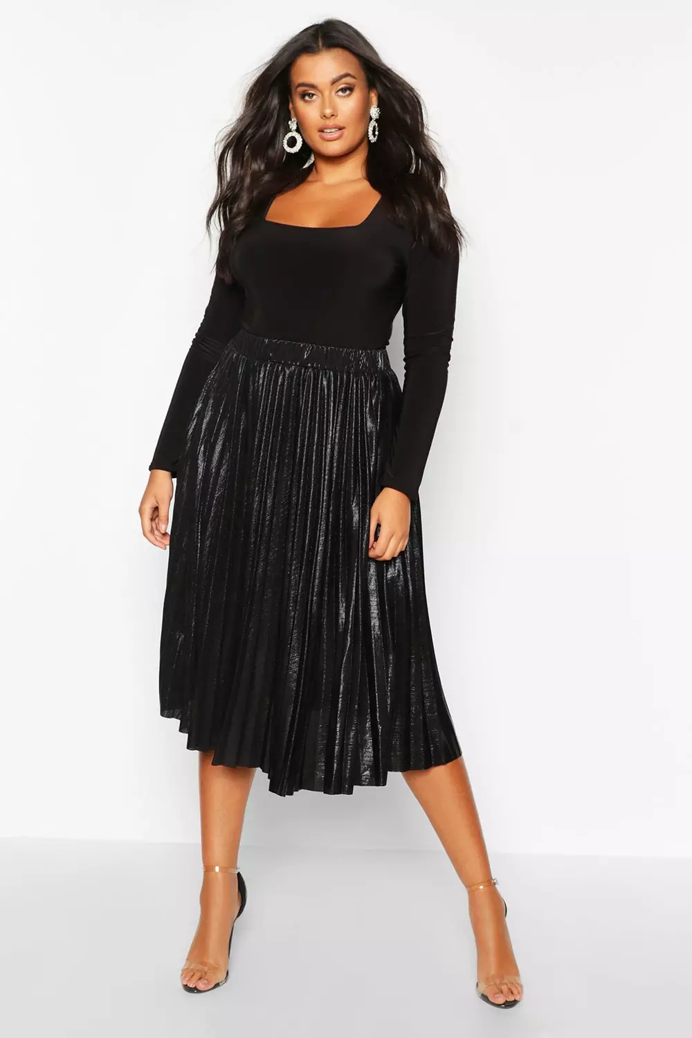 Pleated midi 2025 skirt plus size