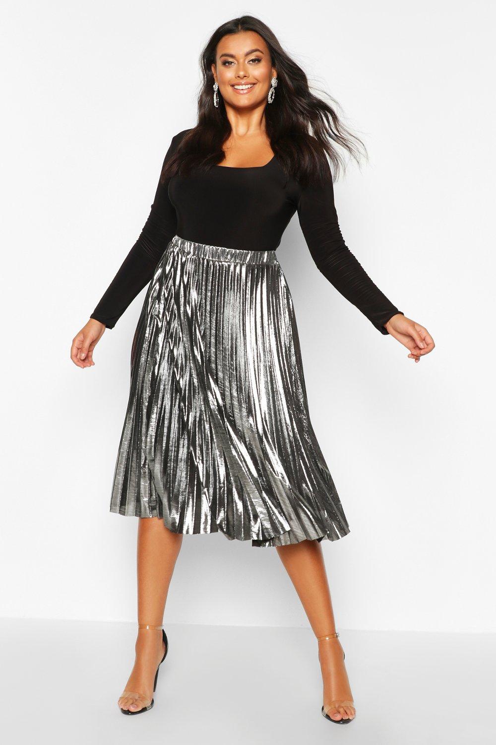 Multi color metallic outlet pleated skirt