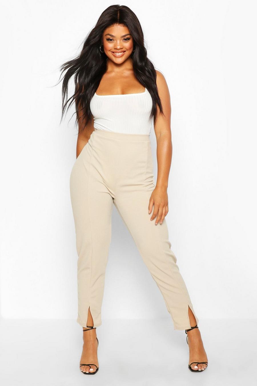 Stone Plus Seamed Front Split High Waisted Pants image number 1