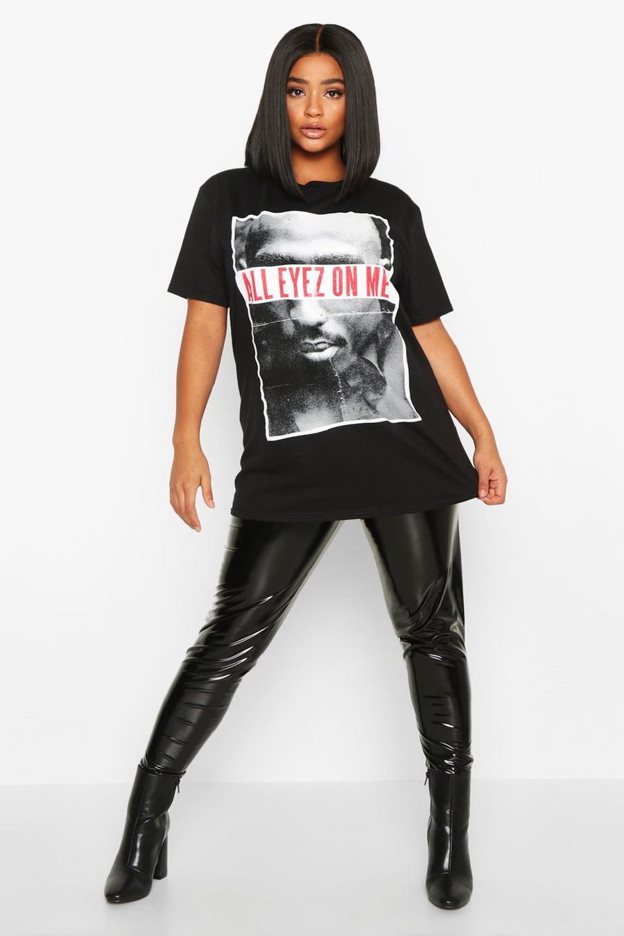 Plus T-Shirt mit lizenziertem „Tupac All Eyez On Me“-Print, Schwarz image number 1