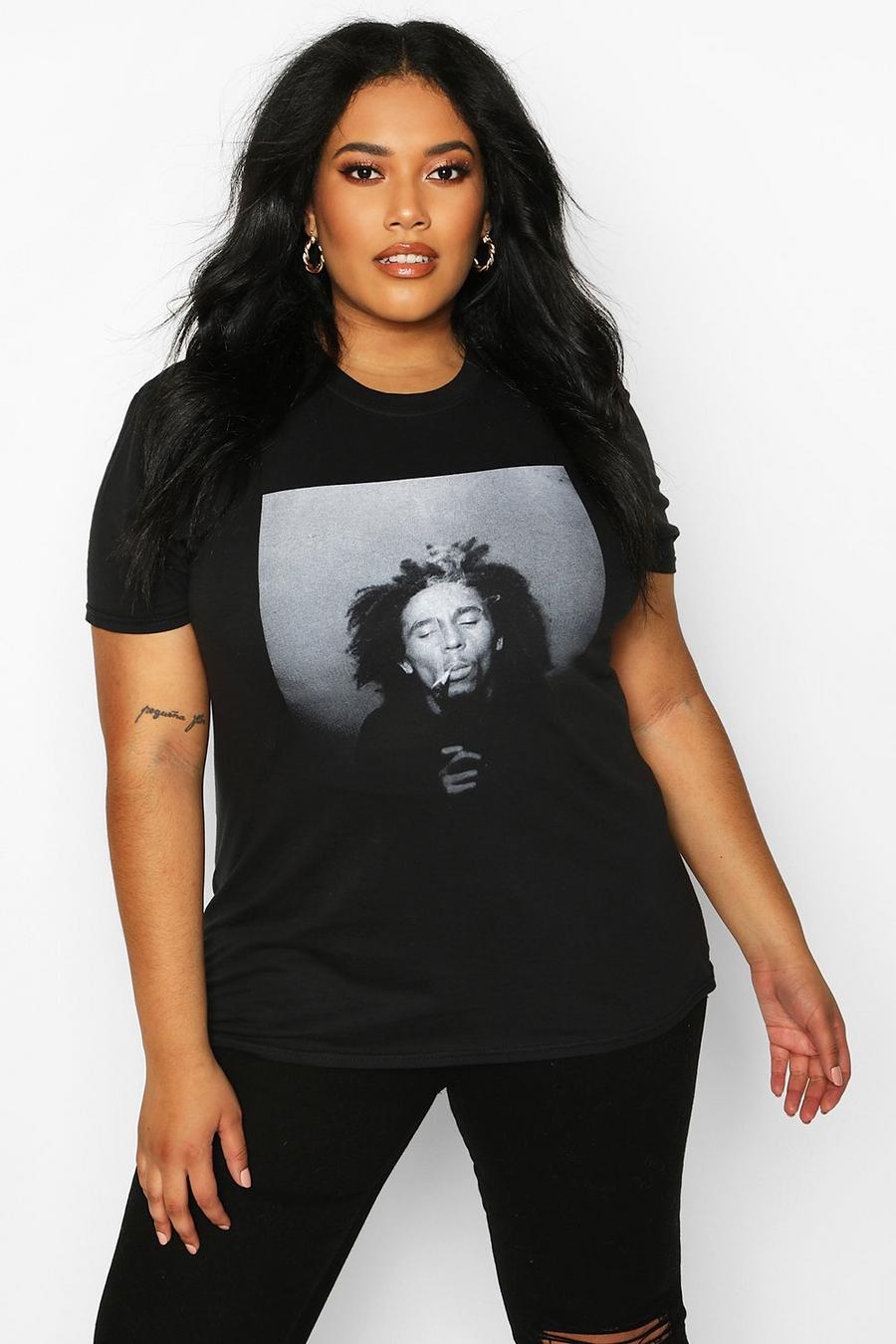 Black Plus - T-shirt med licensierat Bob Marley-tryck image number 1