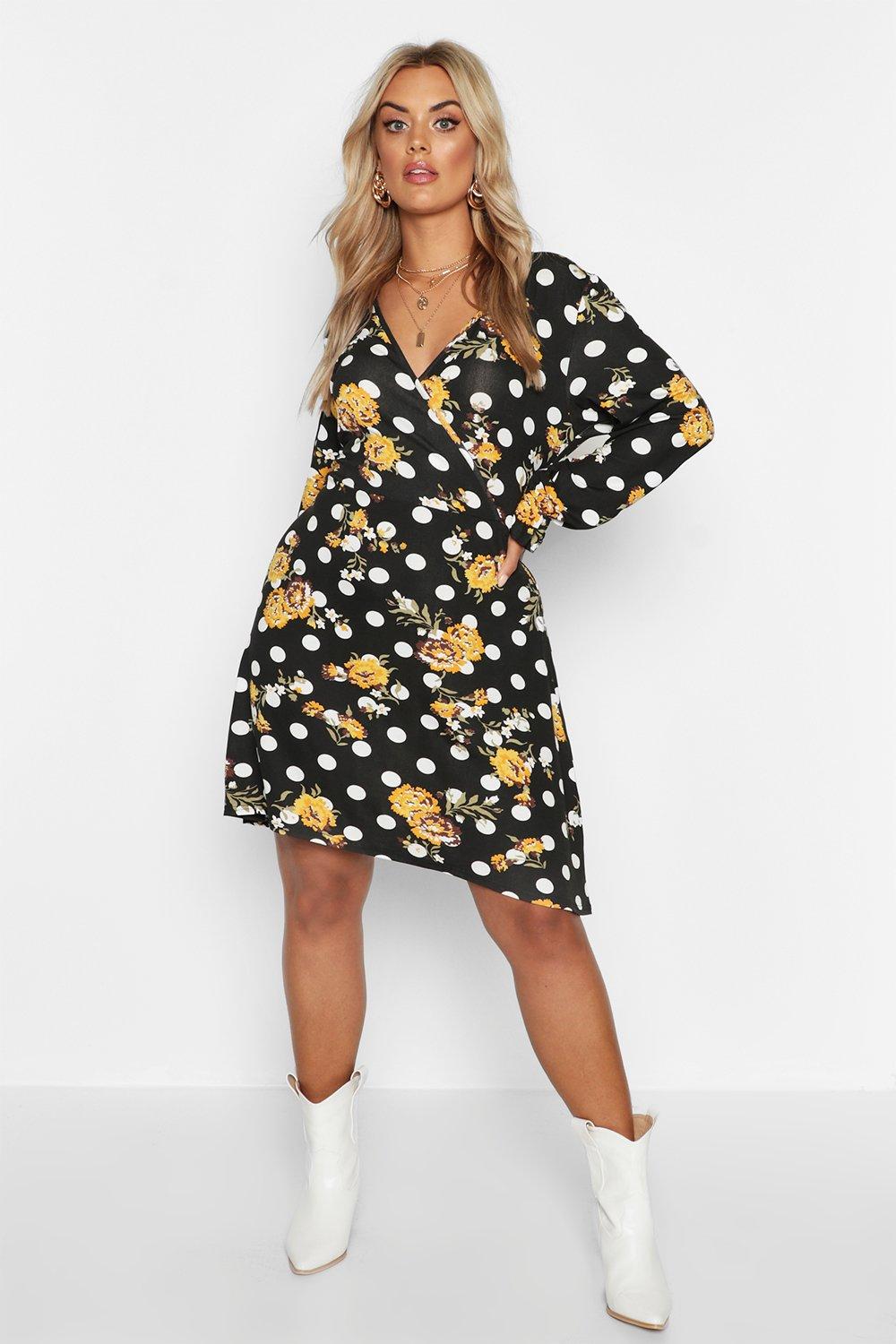 boohoo yellow polka dot dress