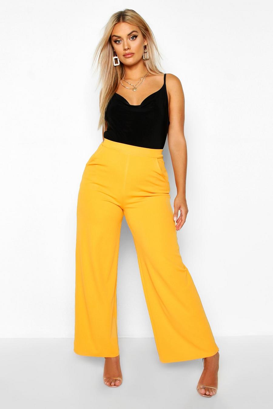 Grande taille - Pantalon slim coupe large taille haute, Moutarde image number 1