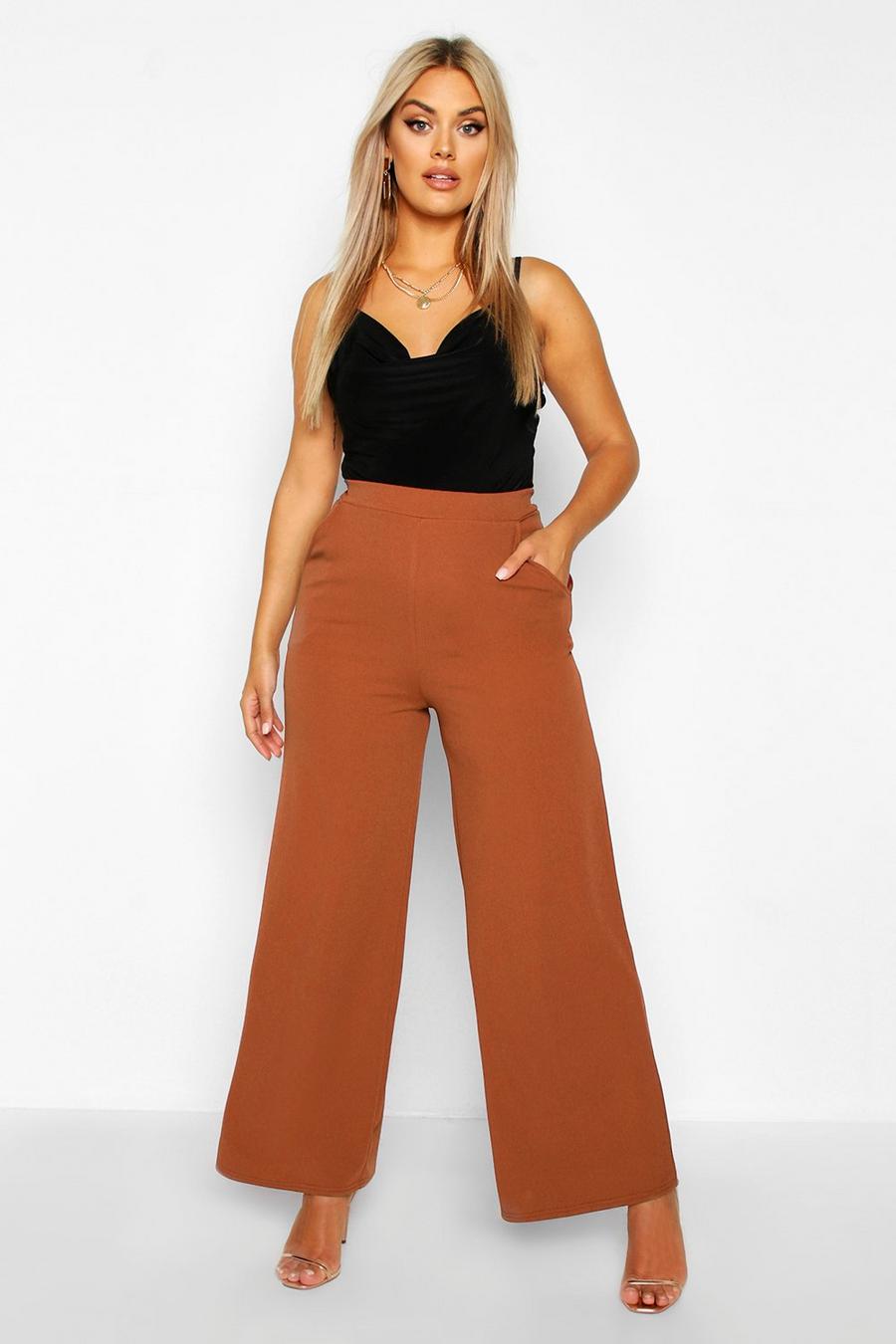 Rust Plus High Waisted Tailored Wide Leg Pants image number 1