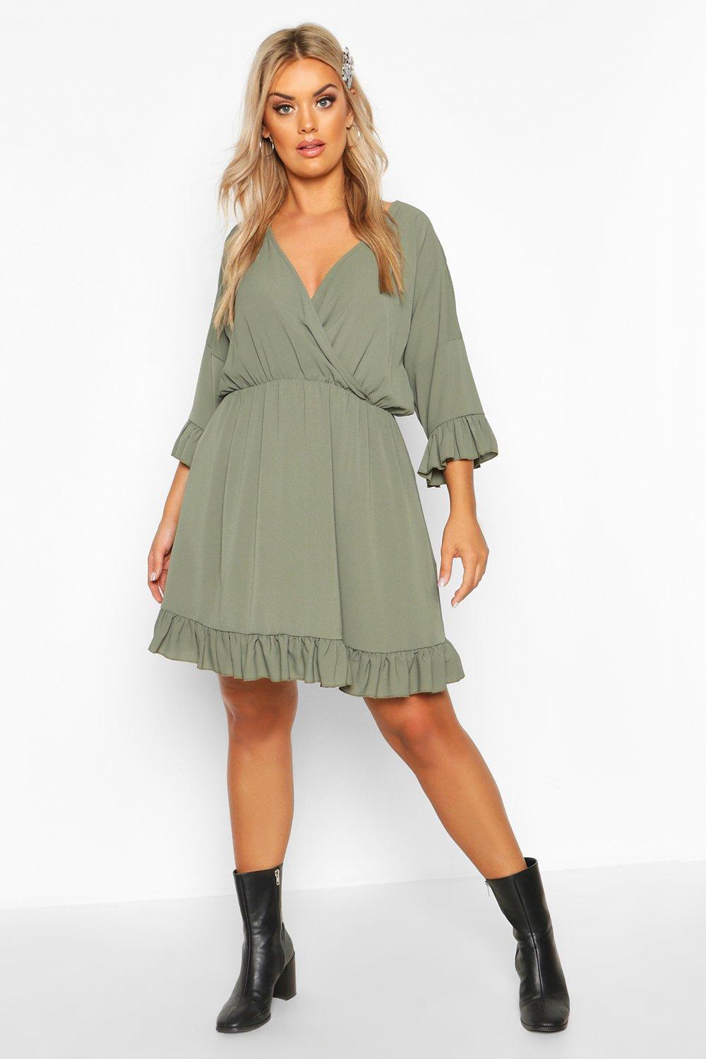 Ruffle front hotsell wrap dress