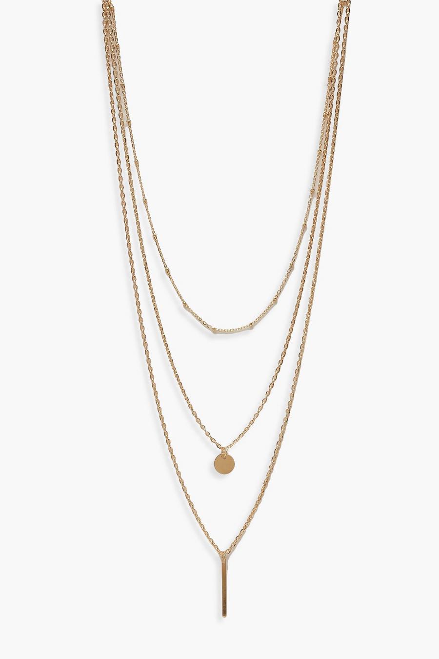 Gold metallizzato Plus Bar + Coin Layered Choker Necklace