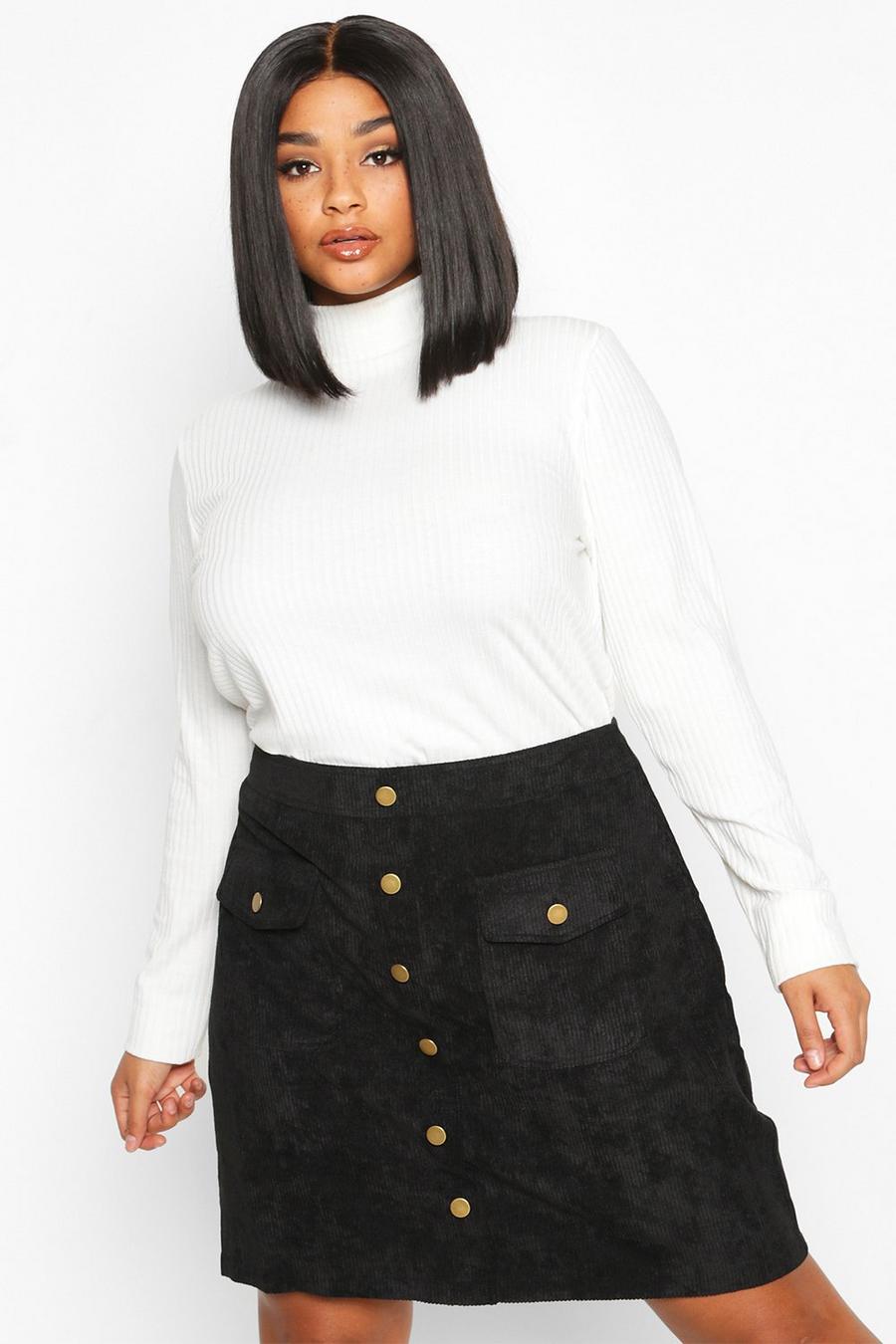 Plus Chunky Cord Pocket Front Mini Skirt image number 1