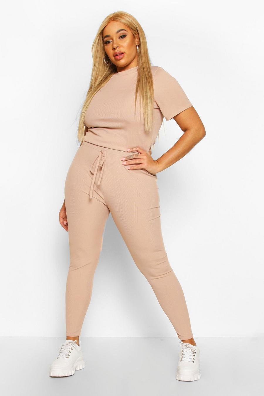 Stone Plus Rib T-Shirt and Legging Co-Ord image number 1