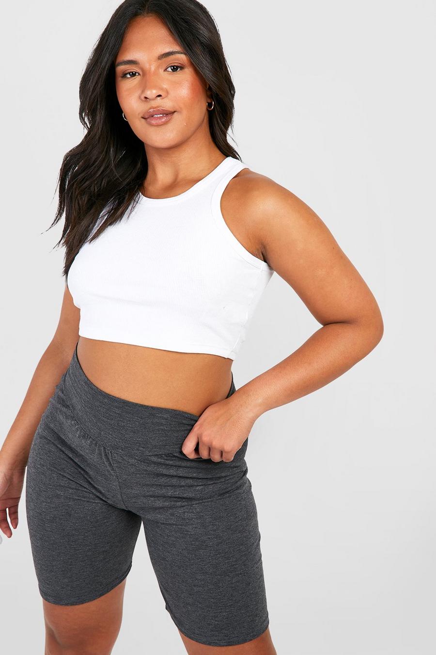 Charcoal gris Plus High Waisted Sculpt Cycling Shorts