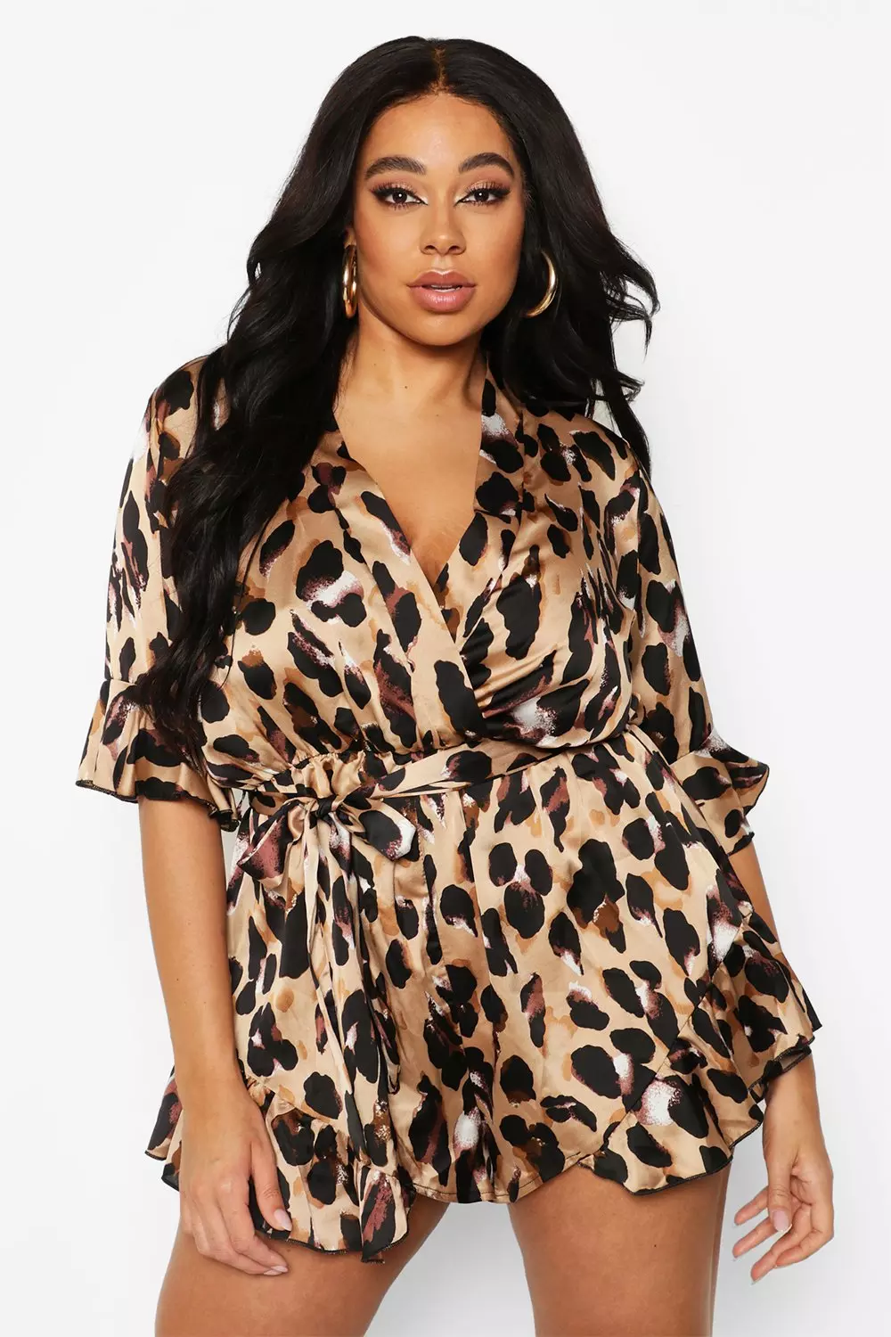 Leopard print playsuit plus size on sale