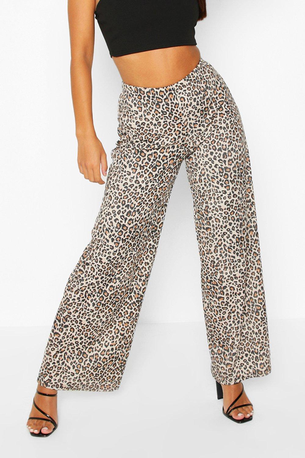 Boohoo leopard deals print trousers