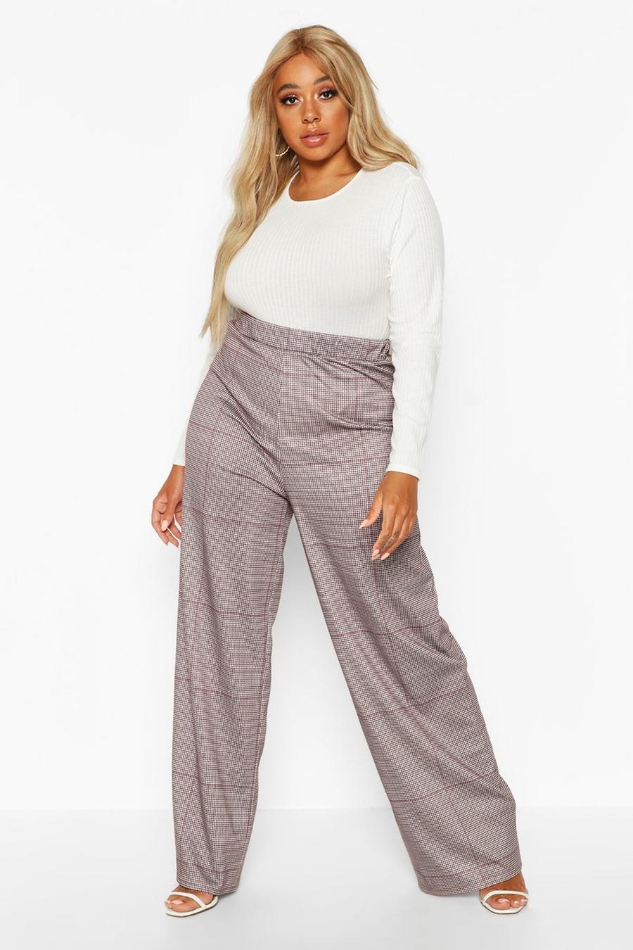 Plus Dog Tooth Wide Leg Pants image number 1