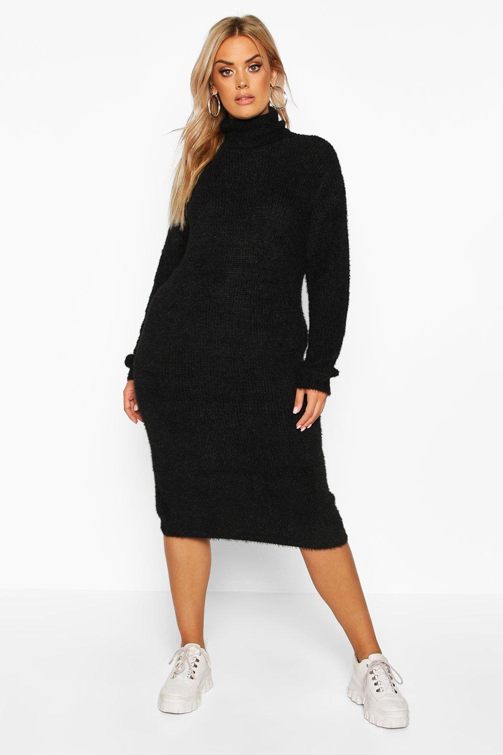 Plus Premium Soft Knit Roll Neck Midi 