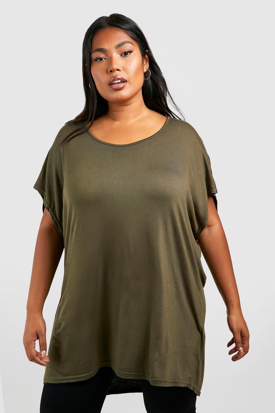 Camiseta Plus oversize, Khaki caqui