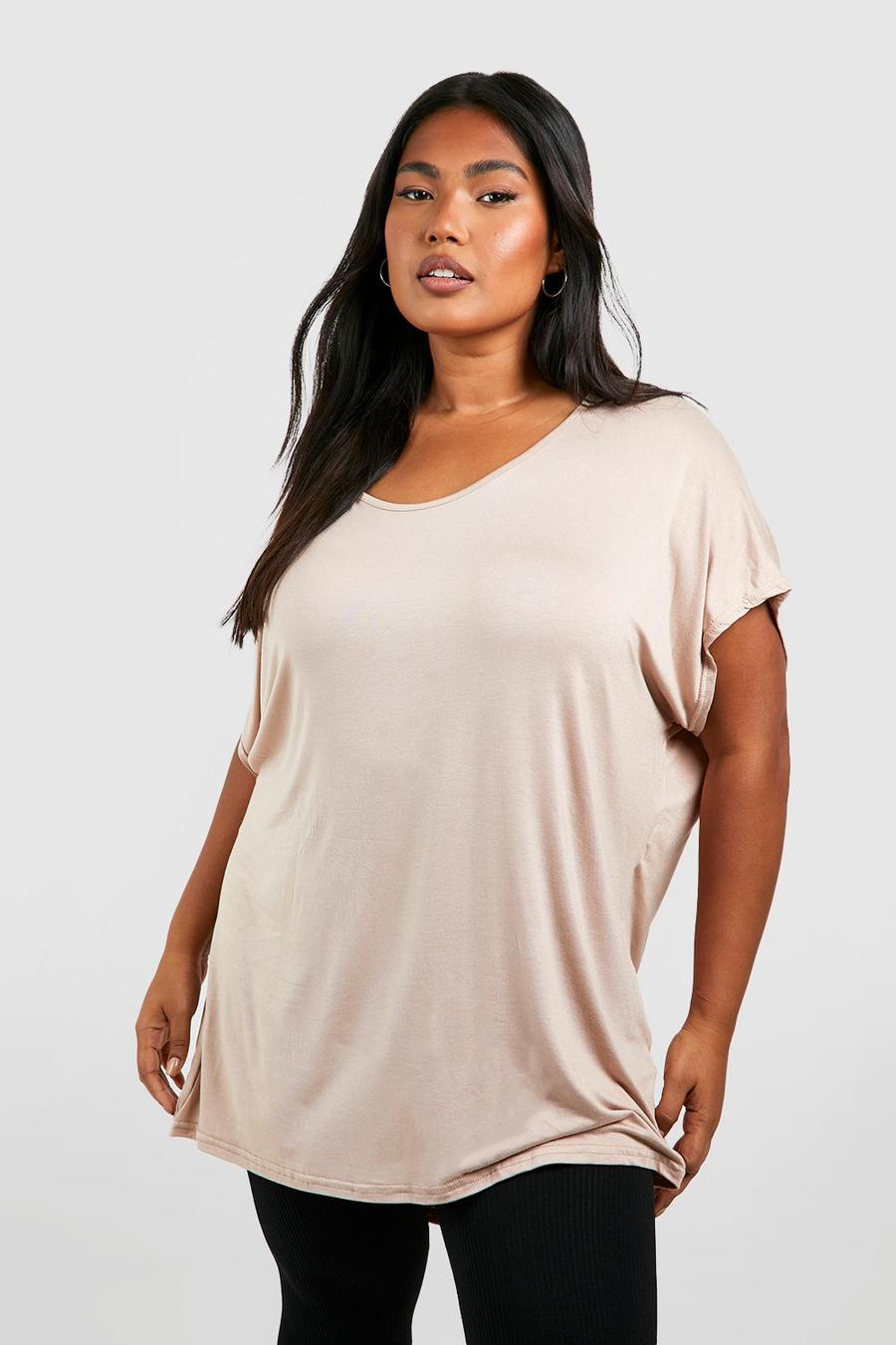 Stone Plus Basic Oversize t-shirt med ojämn kant image number 1