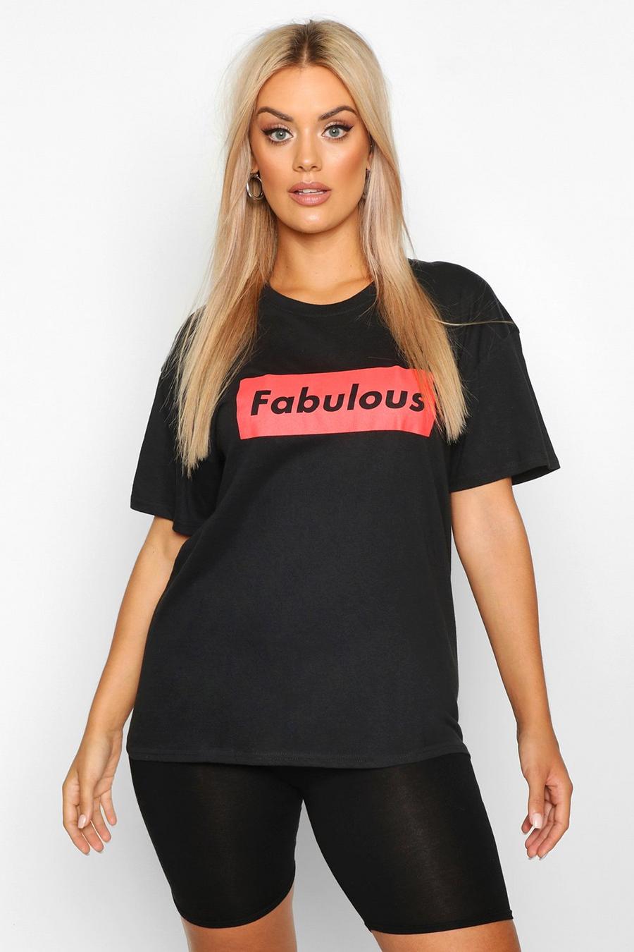 Plus - "Fabulous" t-shirt med slogan image number 1