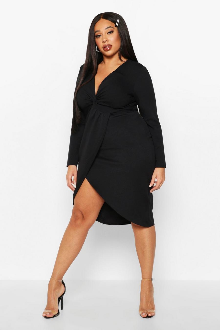 Plus Twist Front Long Sleeve Wrap Dress image number 1