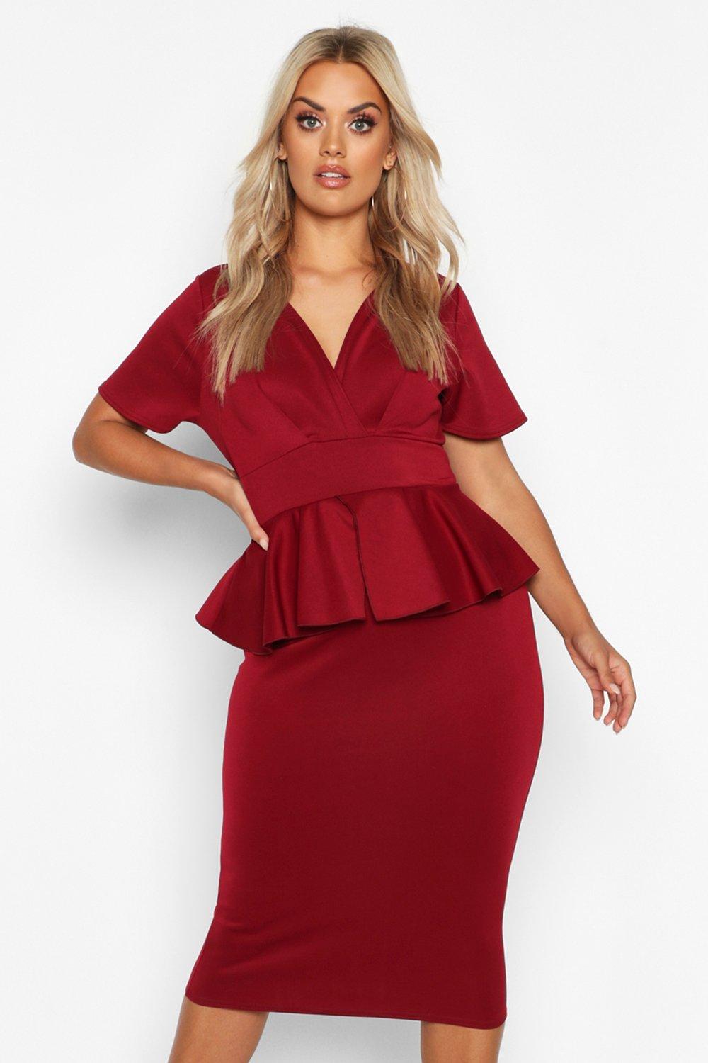 Red peplum discount dress plus size