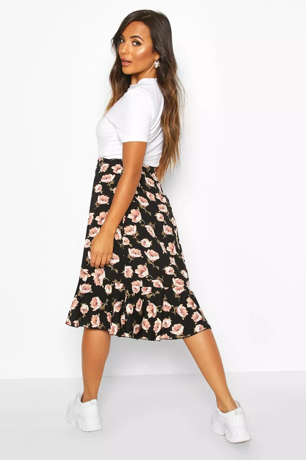 Floral midi outlet skirt petite