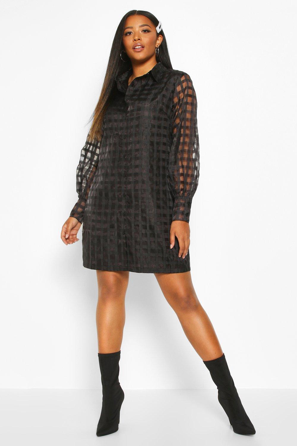 boohoo plus shirt dress