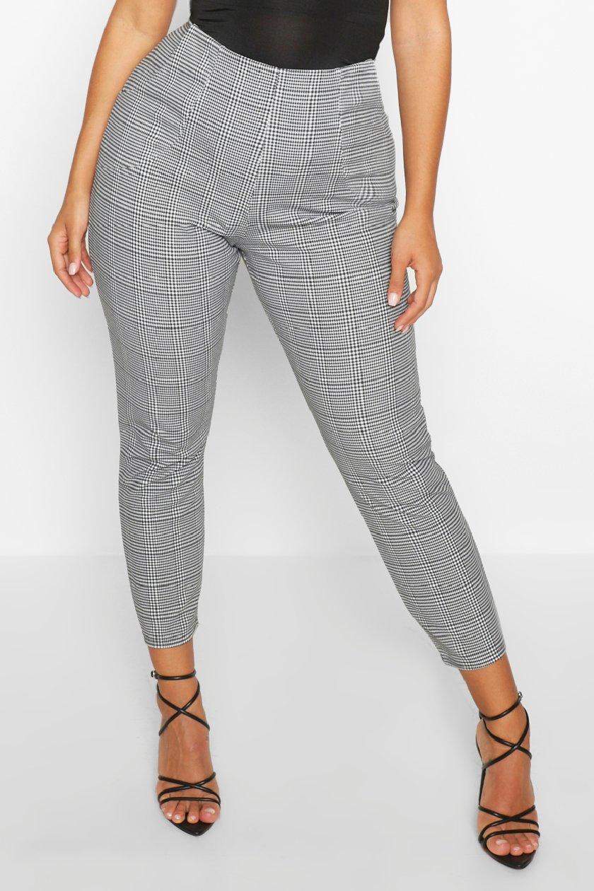 Skinny checked sales trousers womens