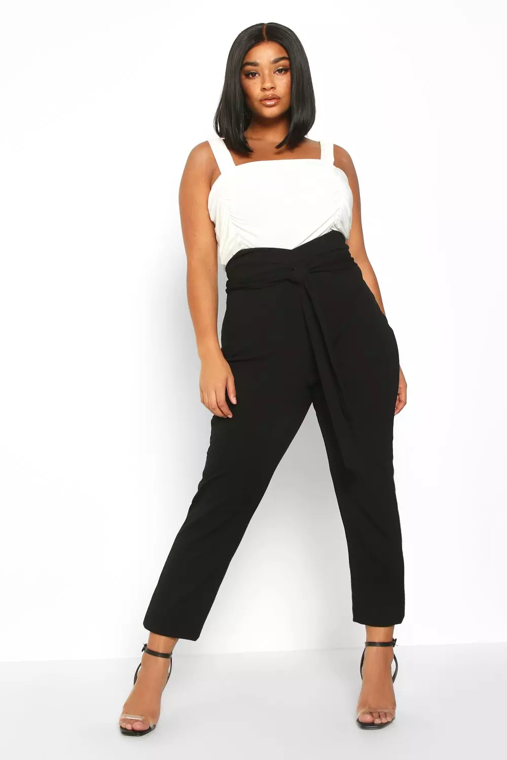 Black high sale waisted tie pants