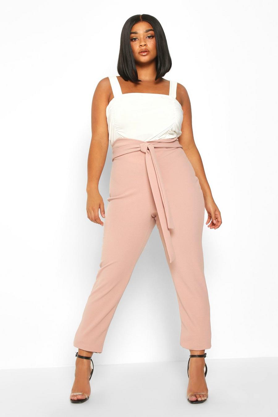 Stone Plus Wrap High Waisted Tie Front Trouser image number 1