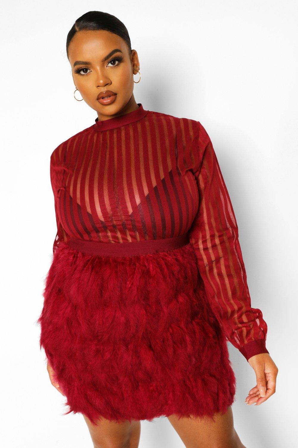 Boohoo feather hot sale dress