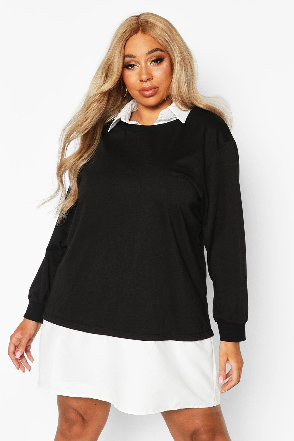 Plus 2 In 1 Shirt And Jumper Dress