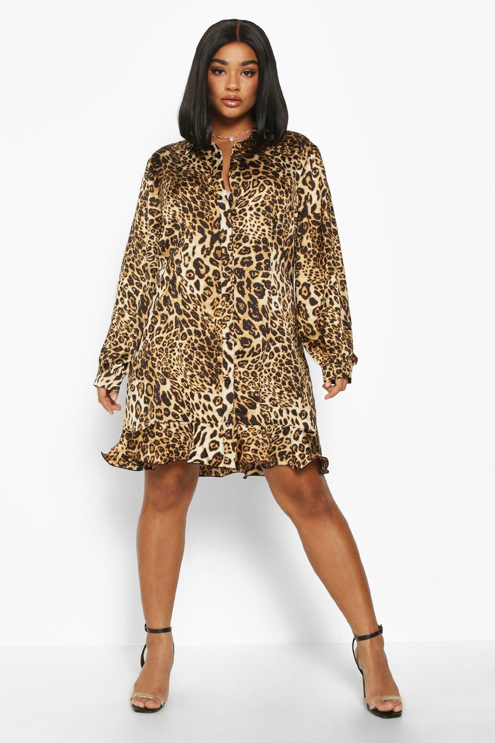 boohoo animal print shirt dress