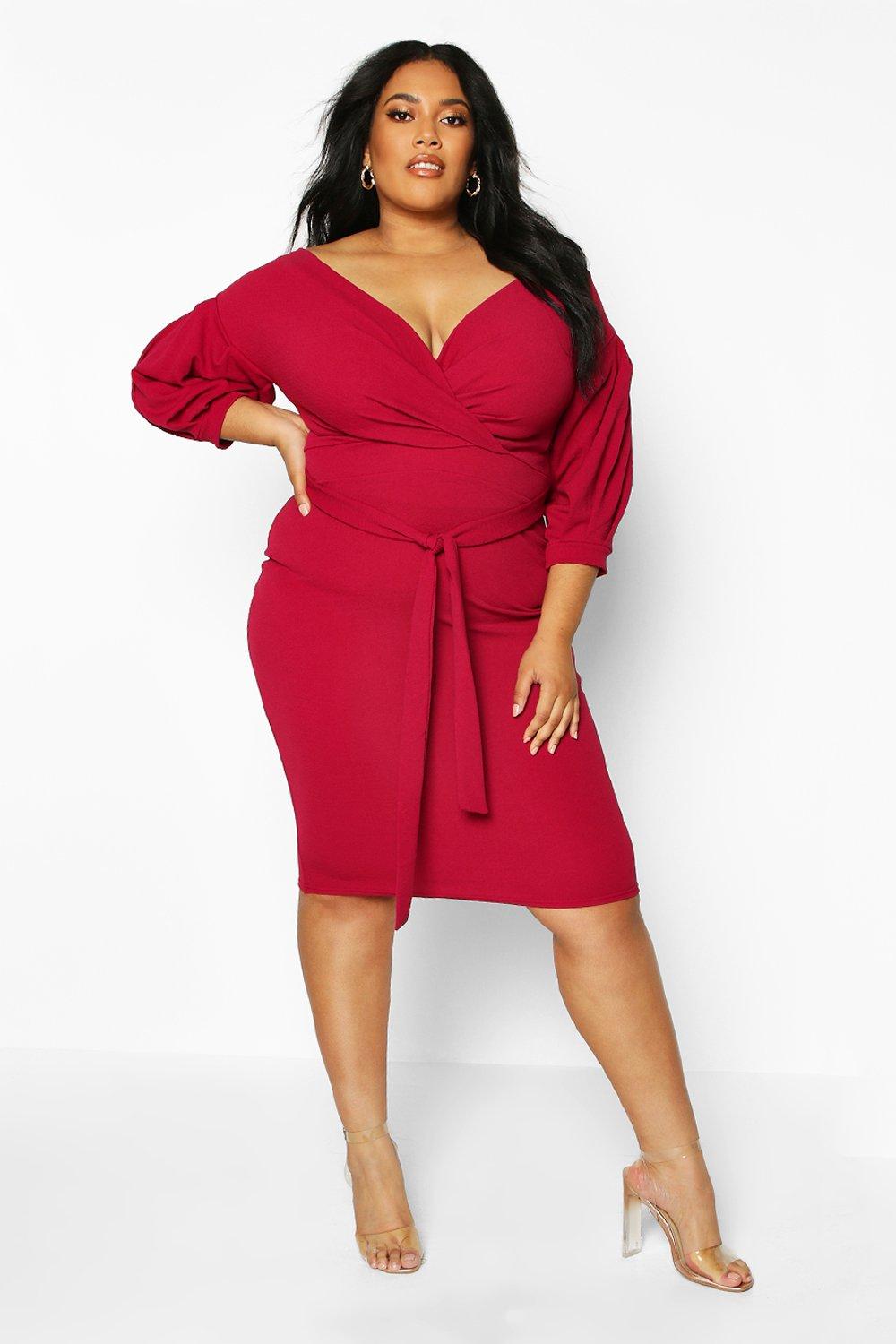 Shoulder Wrap Midi Dress | boohoo