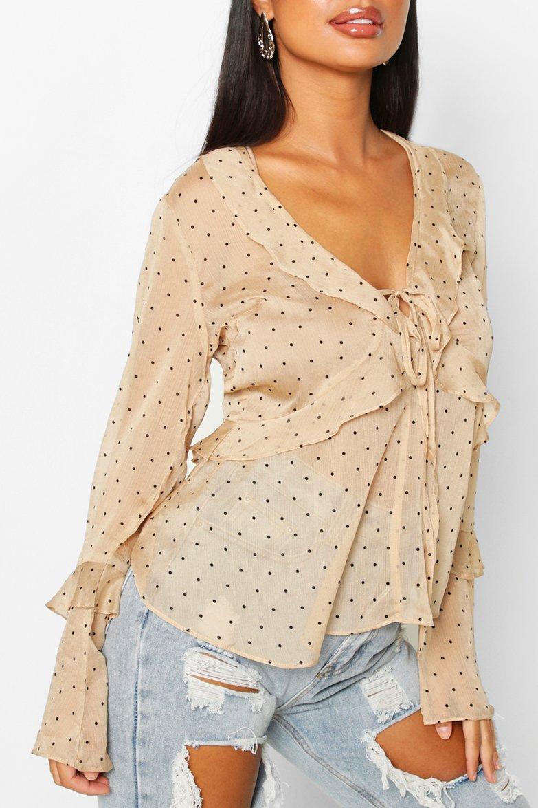 mesh ruffle blouse