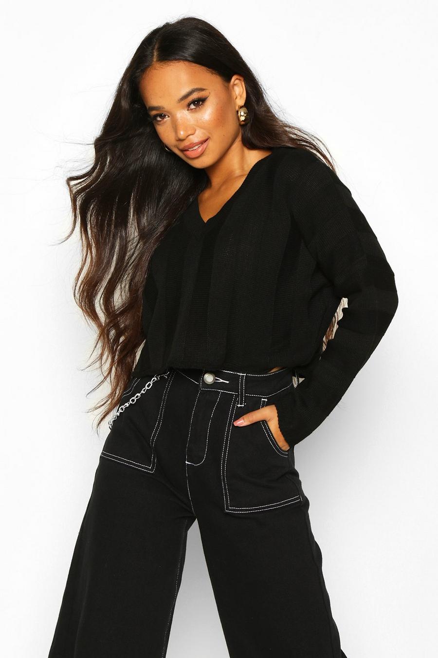 Petite Knitted Jumbo Rib Cropped Sweater image number 1