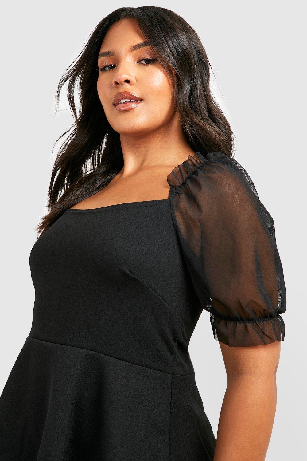 Black puff sleeve top plus size new arrivals