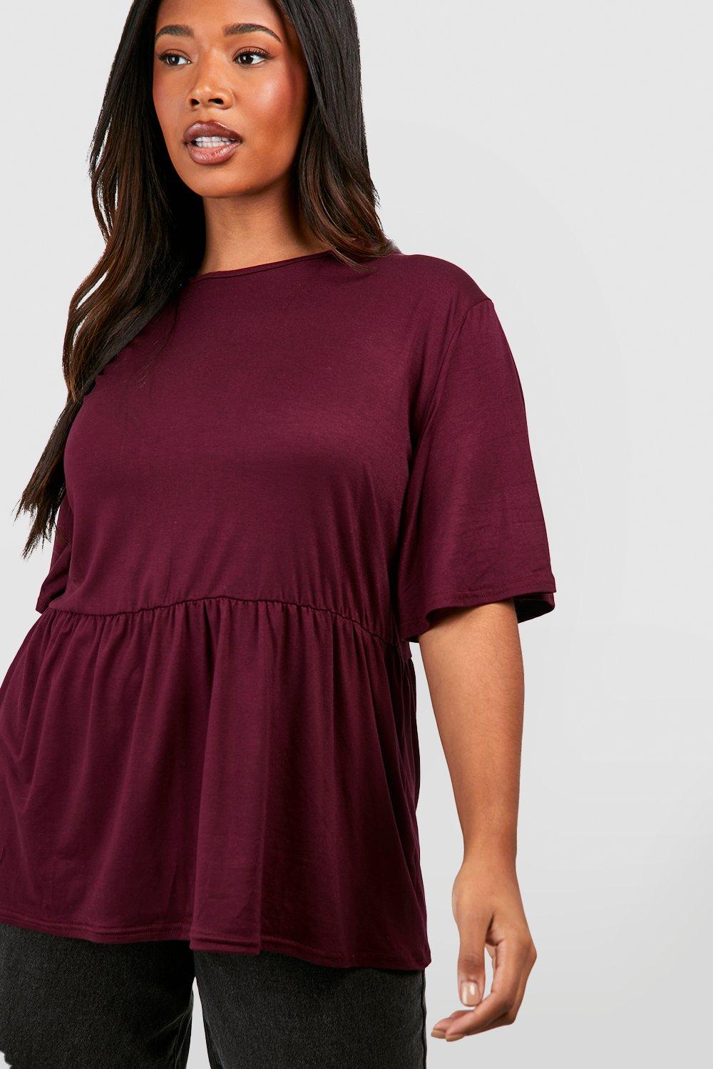 Plus Jersey Frill Hem Smock Top boohoo