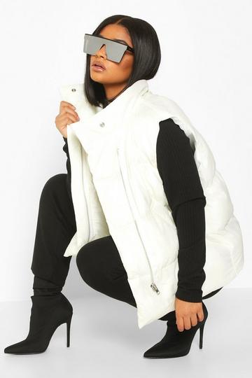 Plus Sleeveless Puffer Gilet white