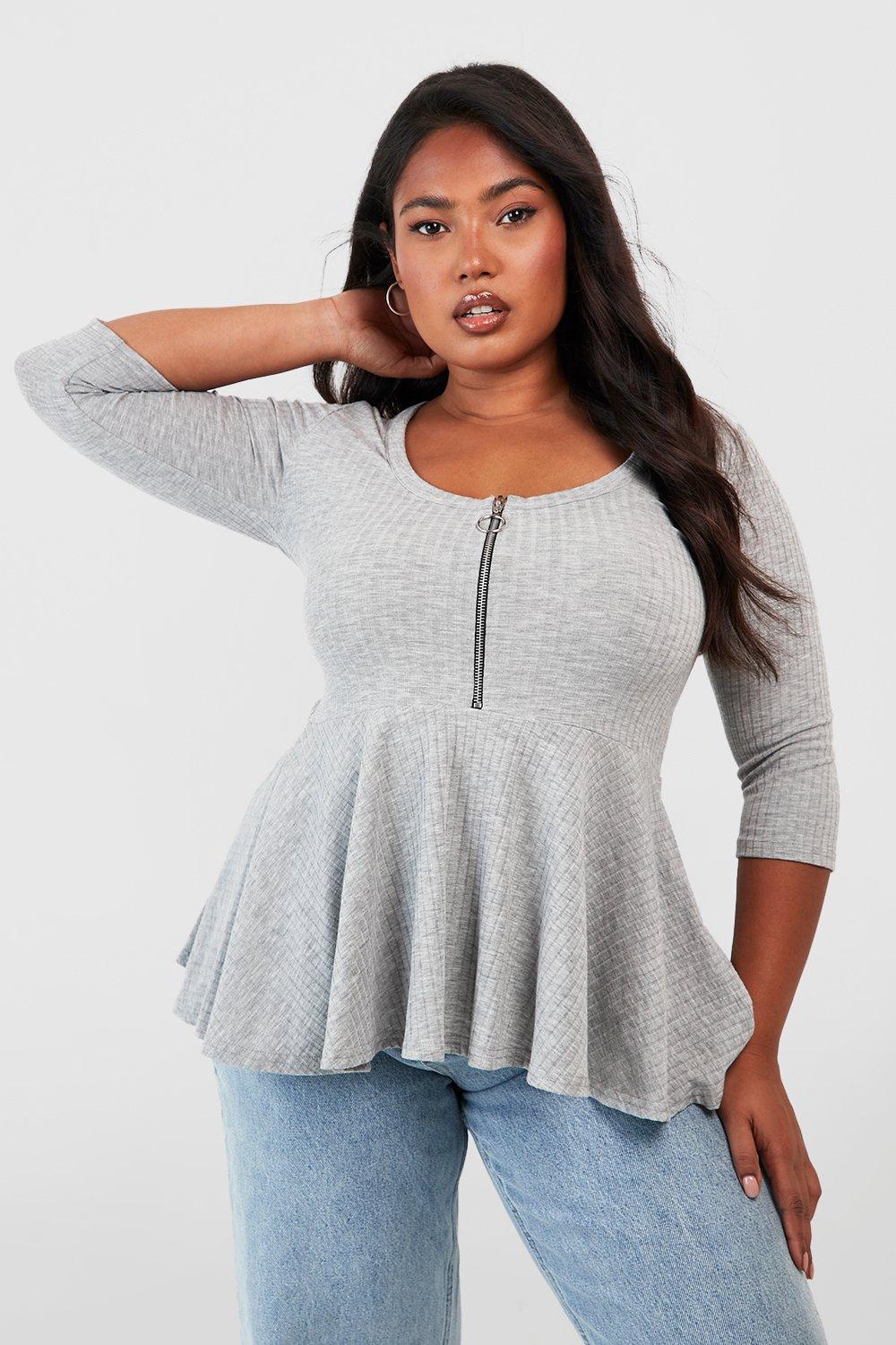 Plus Size Long Sleeve Peplum Tops In Figure Flattering Styles