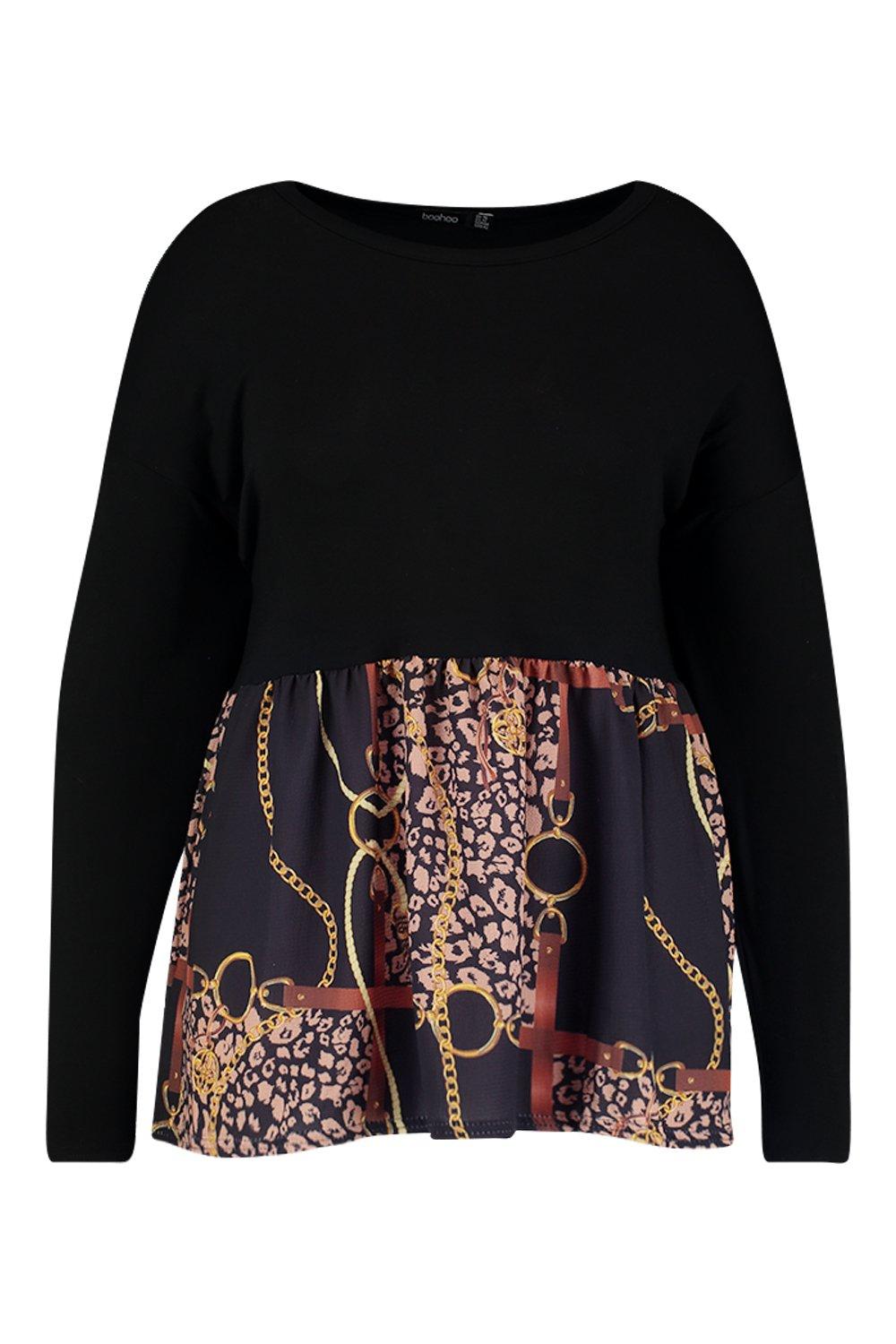 chain print long sleeve top