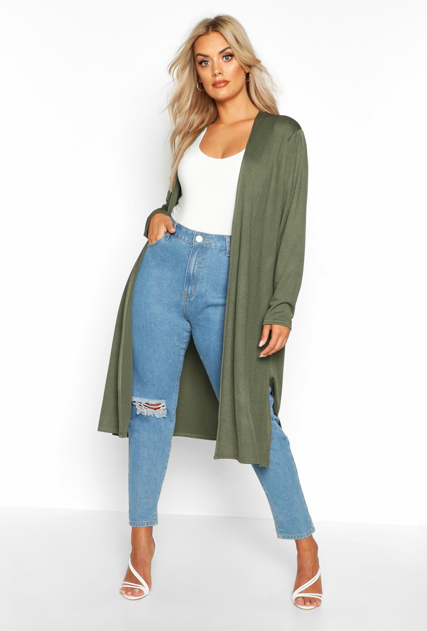 Plus Woven Pocket Duster Coat