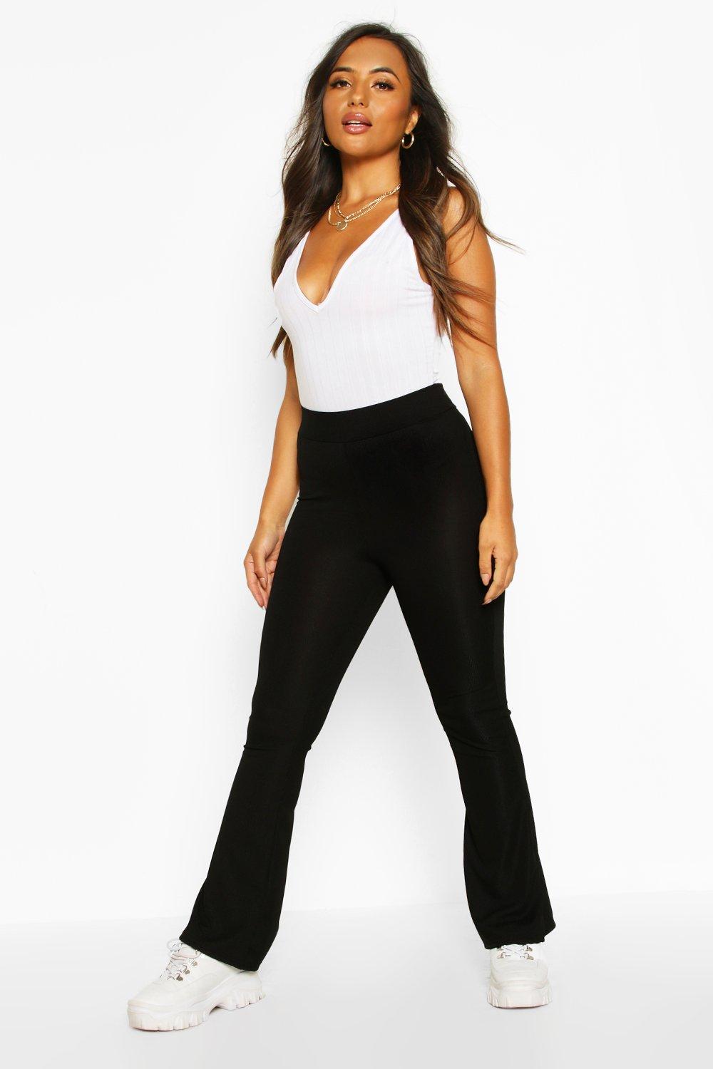 Petite Basic Rib Flares | boohoo