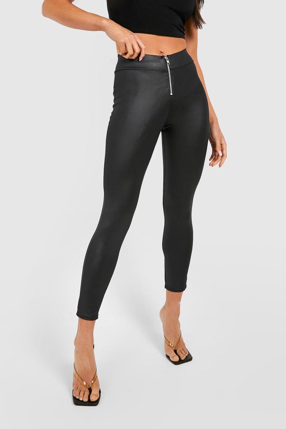 Petite High Waist Basic Shiny Leggings