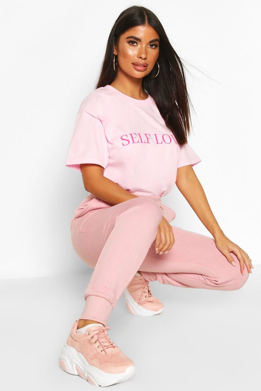 Pink Petite - "Self love" t-shirt med slogan image number 1