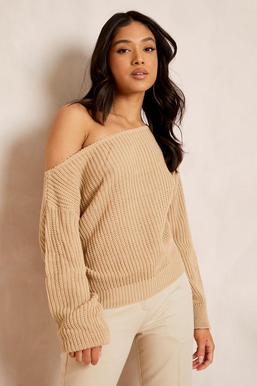 Stone Petite Boat Neck Cropped Sweater image number 1