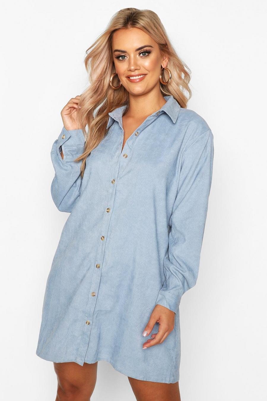 Blue Plus Baby Cord Shirt Dress image number 1
