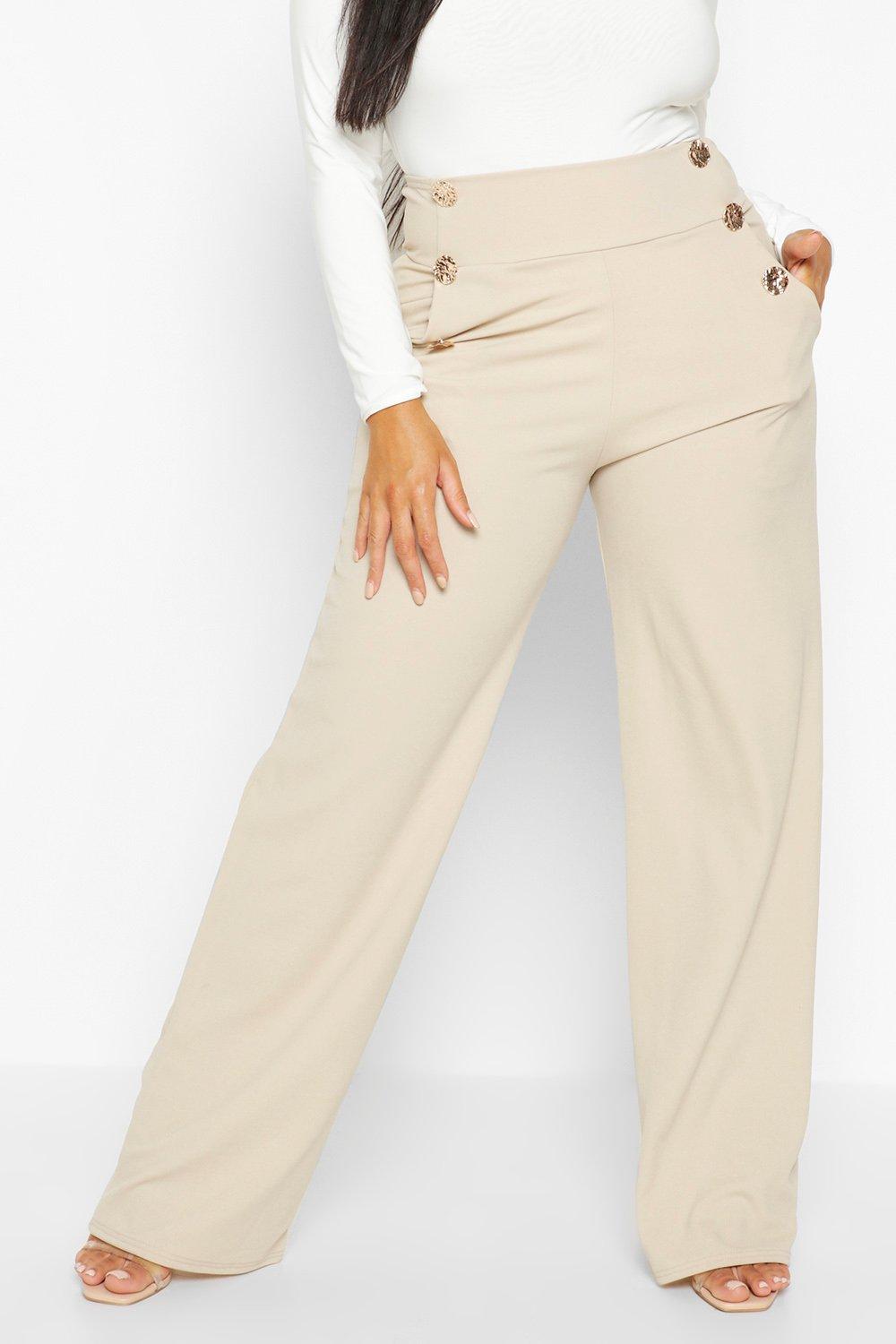 Pantalon taille haute avec bouton new arrivals