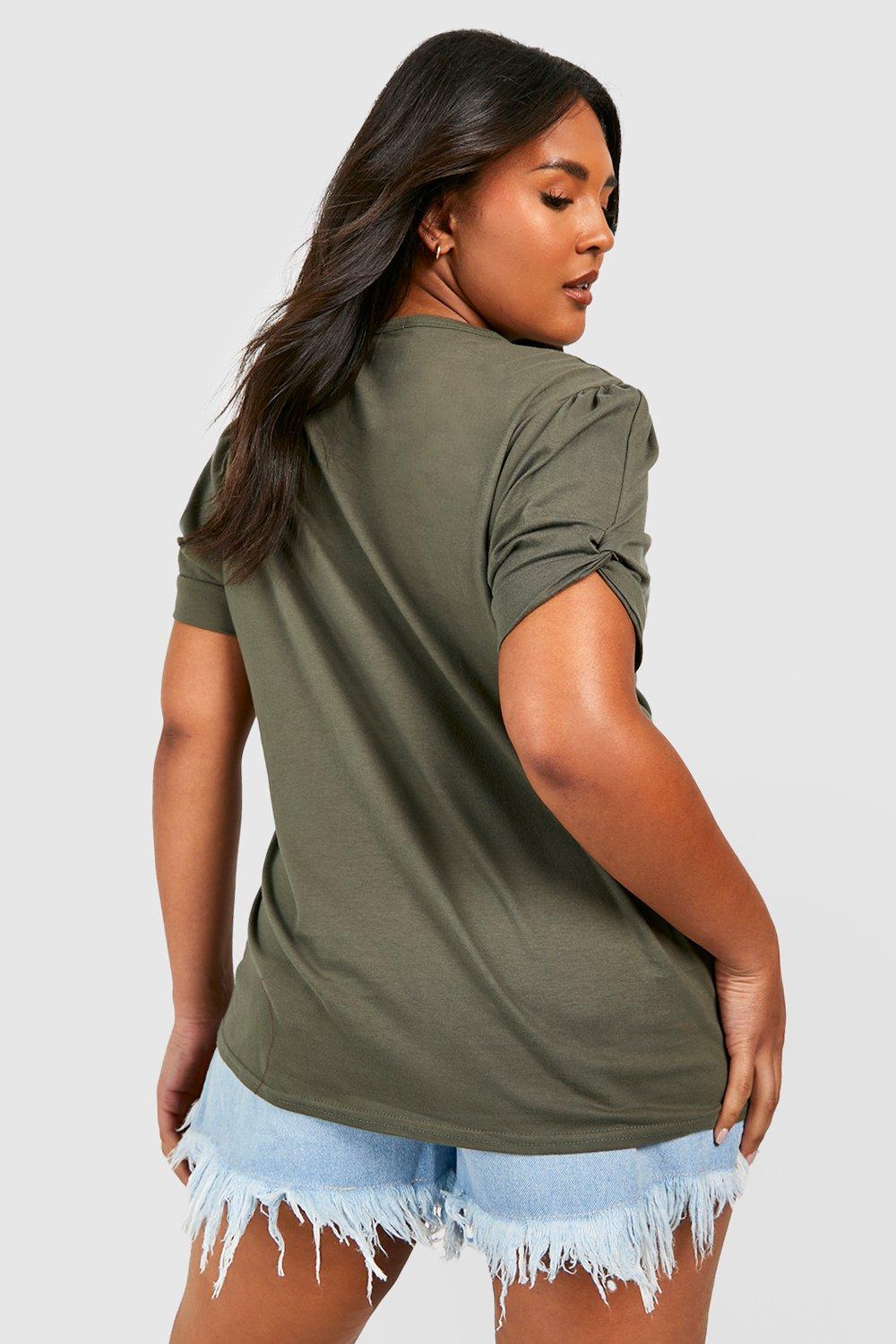 Khaki puff sleeve discount top